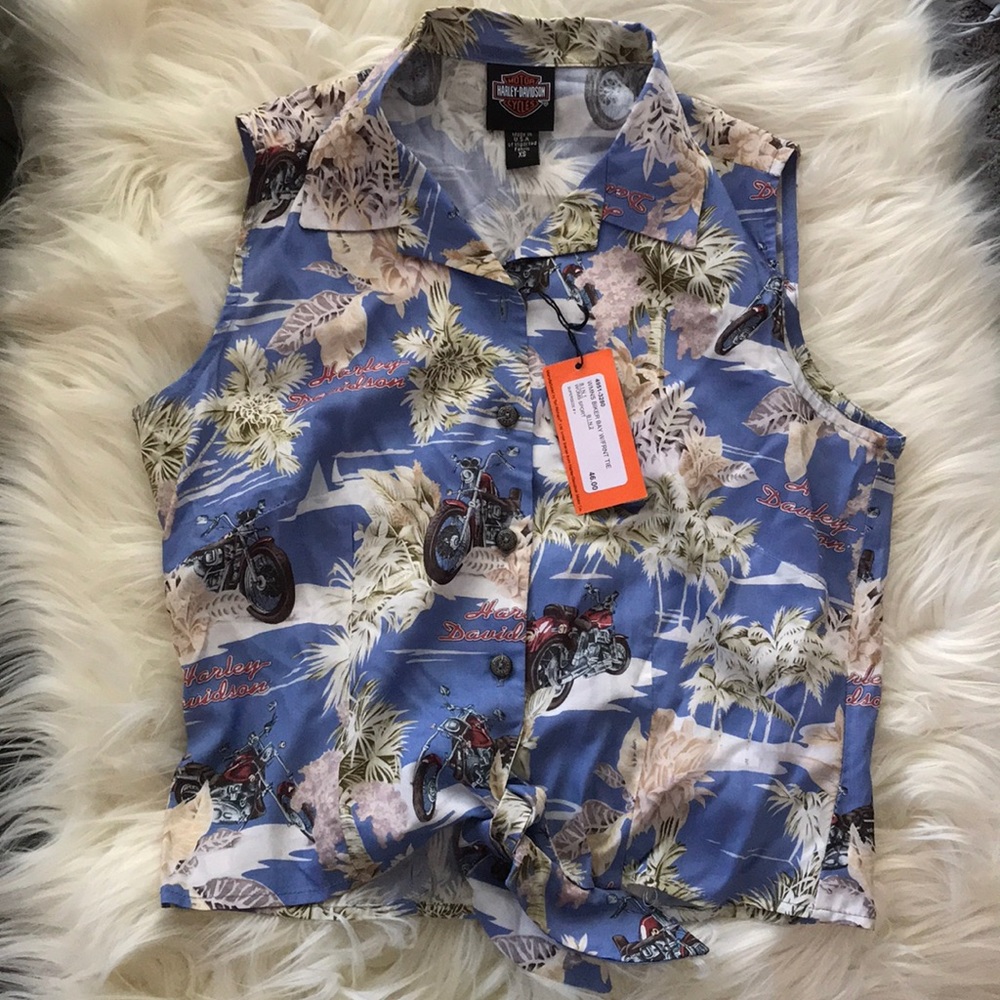 Harley Davidson Button Up W/ Front Tie - Picture 1 of 3